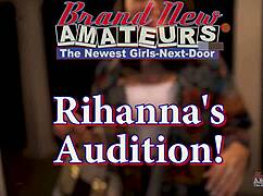 Feeling intense pleasure as rihanna dildo fucks her pussy and deepthroats a hard cock