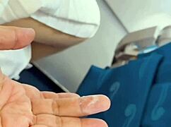 Asian teen loli gets a wet handjob in mid-air. 😍💦