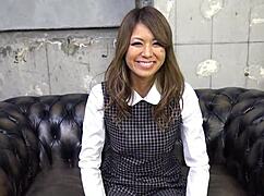 skinny japanese teen talks during standing creampie fuck at jav casting