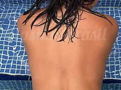 asian fucks big black cock in pool glory hole