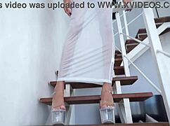 Tall slim Asian-Brazilian beauty in group encounter.