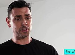 Two Busty Masseuses Seduce Client For Shower Sex Massage