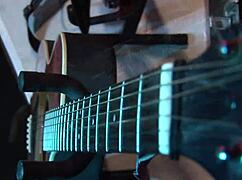 Guitarist Pounds Cute Blonde's Shaved Pussy Before Spraying Urine on Her Stockinged Body