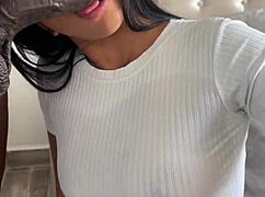 look how he- he devours this huge meat dildo, damn that amateur couple nysdel goes wild