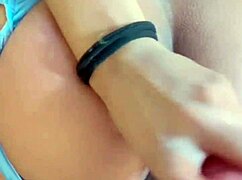 Tattooed horny babe masturbates with natural tits