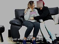 stepdad blackmails son's girlfriend bends her over for doggy creampie