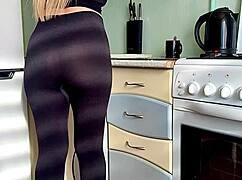 hey stepmom your pregnant belly shakes as i fuck you bent over kitchen counter