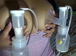 milf's huge lactating tits pumped milked dry