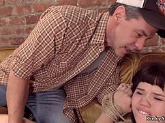 stepdad binding petite teen for kinky toy punishment and rough whipping