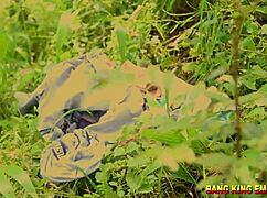 Rustic Latina's Hairy Pussy Thrills in Garden Threesome Delight