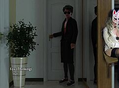 whoa busty milf chokes hard on huge dildo in golden boy cosplay game 😩💦