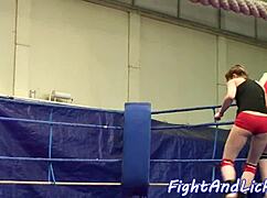 backstage euro babes wrestle panties rip into hot lesbian oral fight