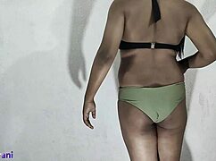 indian shemale crossdresses in olive bikini for part 2 tease