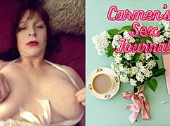 granny carmen masturbates with vibrator in lingerie for flag day orgasm cum