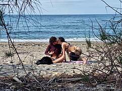 Two lovers caught nude on beach: her squirting orgasms at 7:40 and 13:25 during wild cowgirl creampie ride!