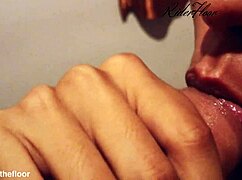 Beautiful Wet Lips Suck Cute Teasing Cock Close Up