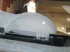 spy on this busty latina brunette getting her big ass fucked while bathing?