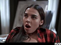 Chicks with dicks ravage asian babe in threesome facial cumshots