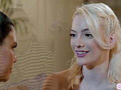 blonde babe licks asian stepmom's wet pussy while girlfriend watches intently