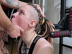 Muscular tall tattooed teen girlfriend fucked rough doggystyle missionary after intense workout