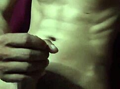 college guy strokes huge cock at home for massive cumshot explosion