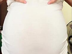 pregnant arab big belly milks her huge tits solo