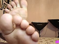 mistress xo bunny shoves dirty feet right in your face for footjob tease