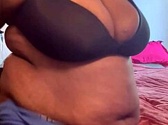 Huge monster black cock delivers massive creampie to sexy ebony pornstar at bed's edge