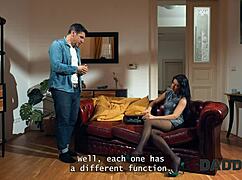 my slutty gf sneaks fuck with stepdad while i watch her shaved pussy