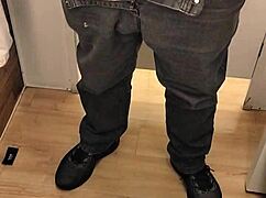 quick handjob wank in shopping toilet