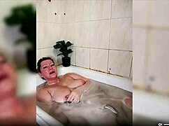 Aimee shaves her hairless milf pussy then jerks off in steamy bathroom close-up!