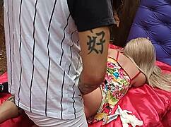 You won't believe how I pound this blonde stepmom's ass using her fuck doll toy for anal creampie