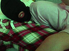 Married slut conceals face for secret sloppy blowjob on cam